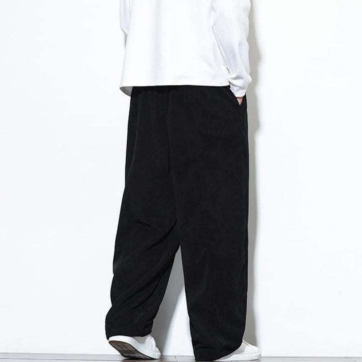 Męskie spodnie haremowe z kieszeniami, gładkie, z czystej bawełny, z ściągaczem i sztruksu z Buddha Stones - image 27