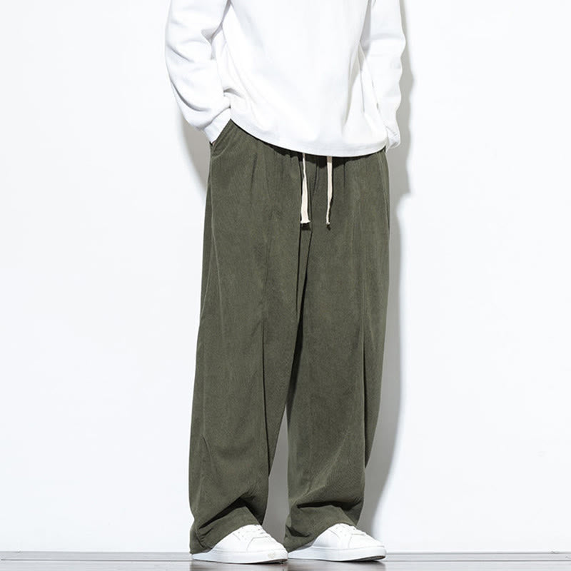 Męskie spodnie haremowe z kieszeniami, gładkie, z czystej bawełny, z ściągaczem i sztruksu z Buddha Stones - image 9