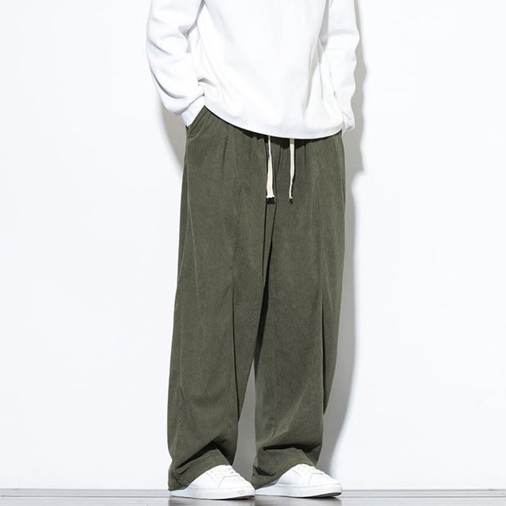 Męskie spodnie haremowe z kieszeniami, gładkie, z czystej bawełny, z ściągaczem i sztruksu z Buddha Stones - image 9