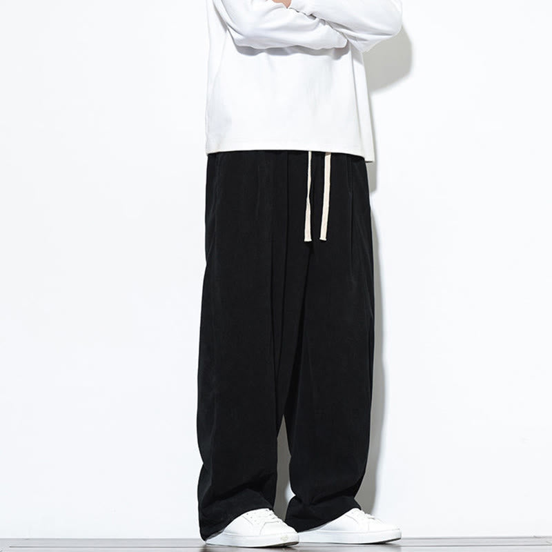 Męskie spodnie haremowe z kieszeniami, gładkie, z czystej bawełny, z ściągaczem i sztruksu z Buddha Stones - image 28