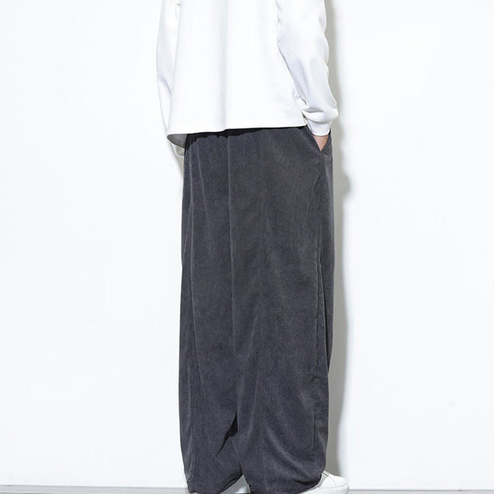 Męskie spodnie haremowe z kieszeniami, gładkie, z czystej bawełny, z ściągaczem i sztruksu z Buddha Stones - image 12