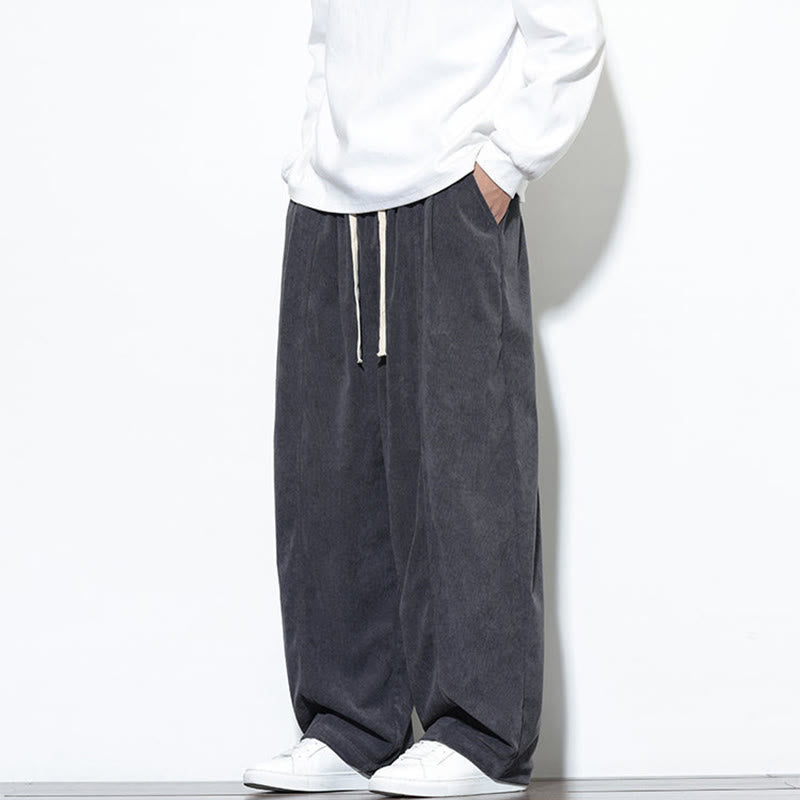 Męskie spodnie haremowe z kieszeniami, gładkie, z czystej bawełny, z ściągaczem i sztruksu z Buddha Stones - image 16
