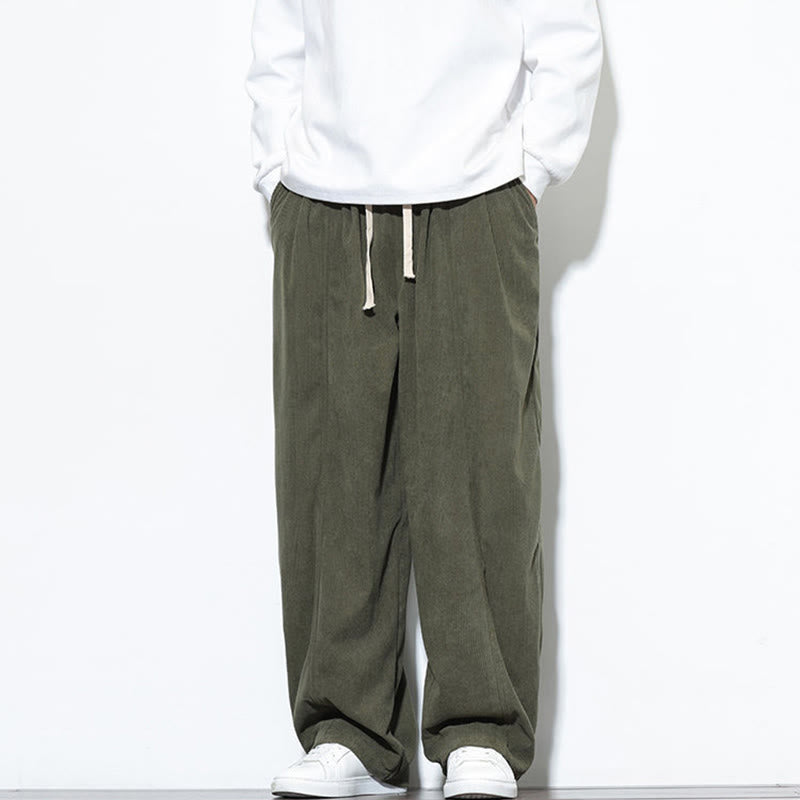 Męskie spodnie haremowe z kieszeniami, gładkie, z czystej bawełny, z ściągaczem i sztruksu z Buddha Stones - image 5