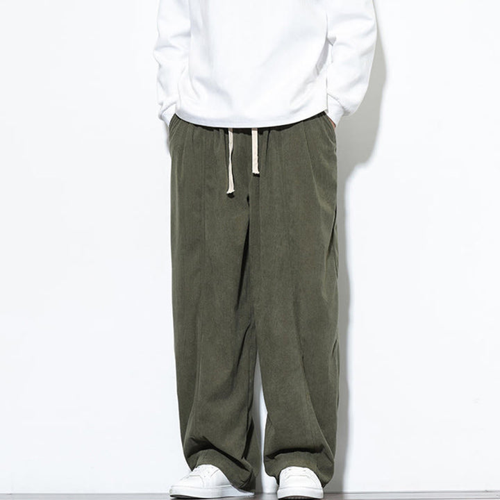 Męskie spodnie haremowe z kieszeniami, gładkie, z czystej bawełny, z ściągaczem i sztruksu z Buddha Stones - image 5