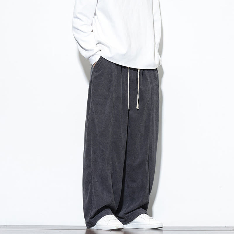 Męskie spodnie haremowe z kieszeniami, gładkie, z czystej bawełny, z ściągaczem i sztruksu z Buddha Stones - image 18