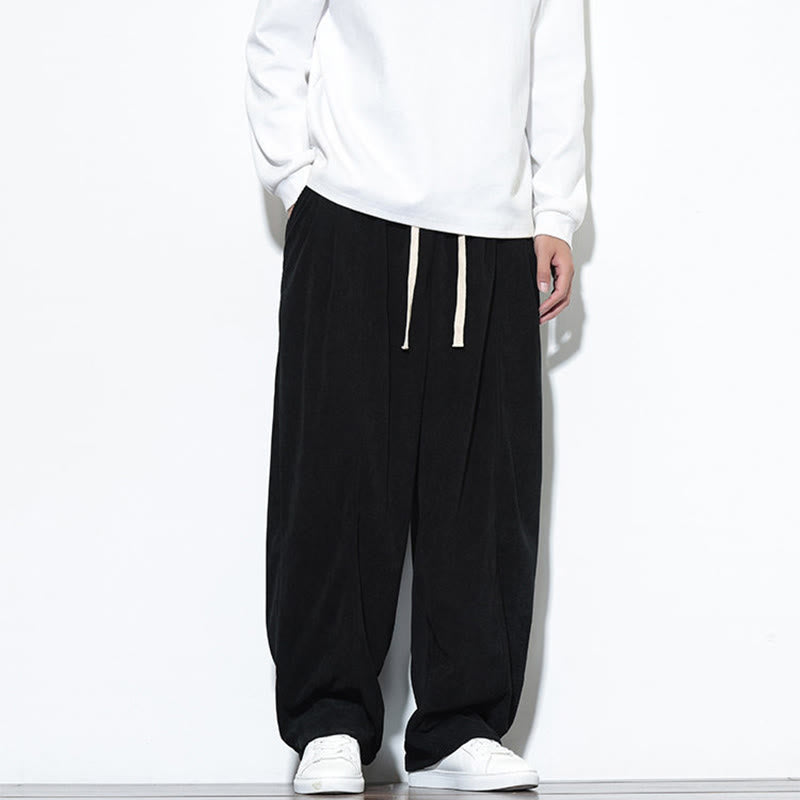 Męskie spodnie haremowe z kieszeniami, gładkie, z czystej bawełny, z ściągaczem i sztruksu z Buddha Stones - image 30