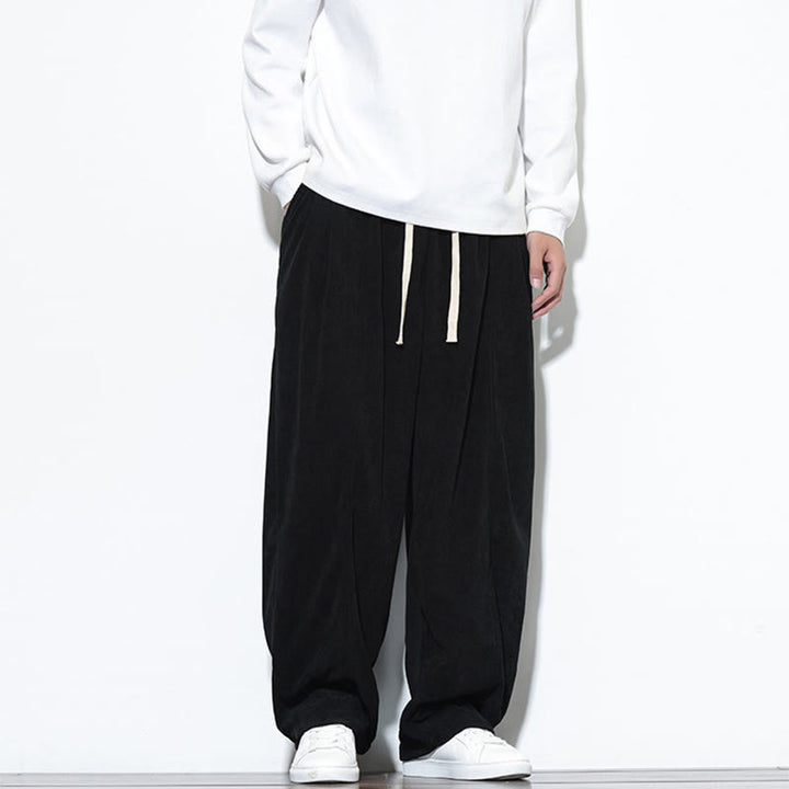 Męskie spodnie haremowe z kieszeniami, gładkie, z czystej bawełny, z ściągaczem i sztruksu z Buddha Stones - image 30