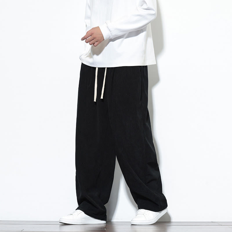 Męskie spodnie haremowe z kieszeniami, gładkie, z czystej bawełny, z ściągaczem i sztruksu z Buddha Stones - image 24