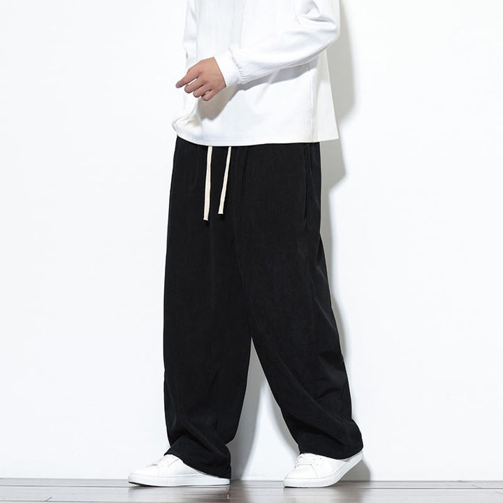 Męskie spodnie haremowe z kieszeniami, gładkie, z czystej bawełny, z ściągaczem i sztruksu z Buddha Stones - image 24