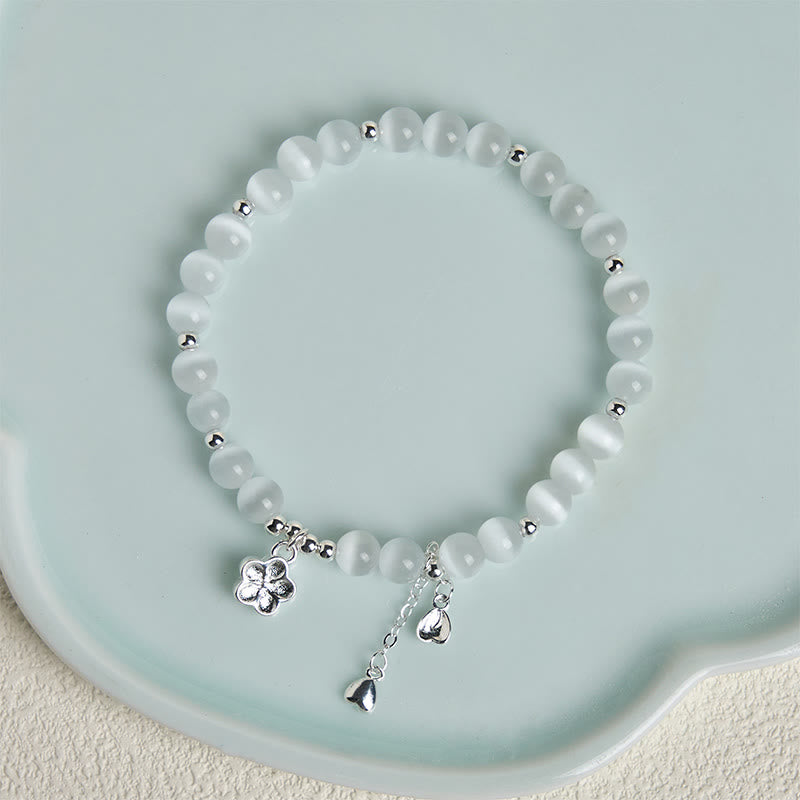 Bransoletka spokoju z naturalnych Buddha Stones z kocim okiem i kwiatem wiśni - image 3