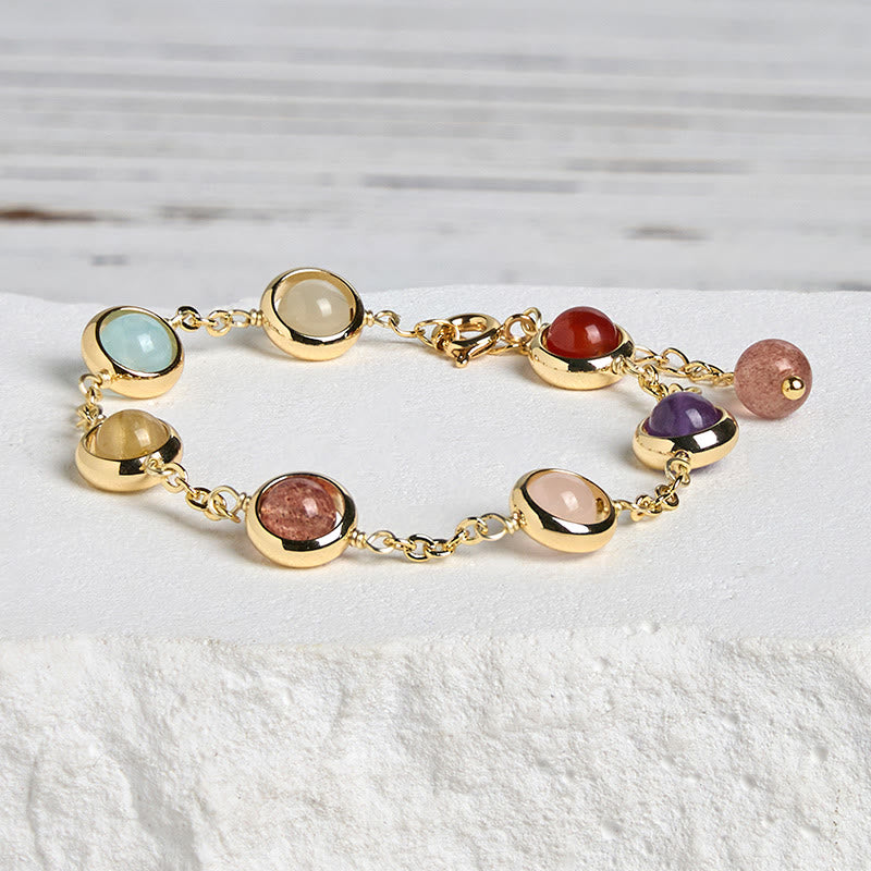 Bransoletka z Buddha Stones , kolorowy kryształ ametystu i truskawki z kwarcem - image 2