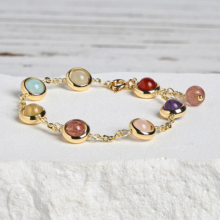 Bransoletka z Buddha Stones , kolorowy kryształ ametystu i truskawki z kwarcem - image 2