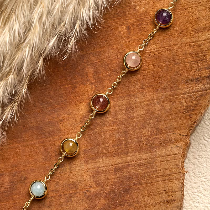 Bransoletka z Buddha Stones , kolorowy kryształ ametystu i truskawki z kwarcem - image 14