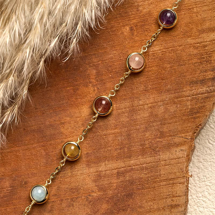 Bransoletka z Buddha Stones , kolorowy kryształ ametystu i truskawki z kwarcem - image 14