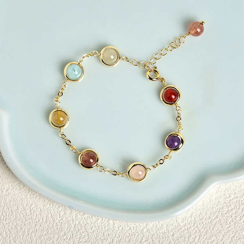 Bransoletka z Buddha Stones , kolorowy kryształ ametystu i truskawki z kwarcem - image 13