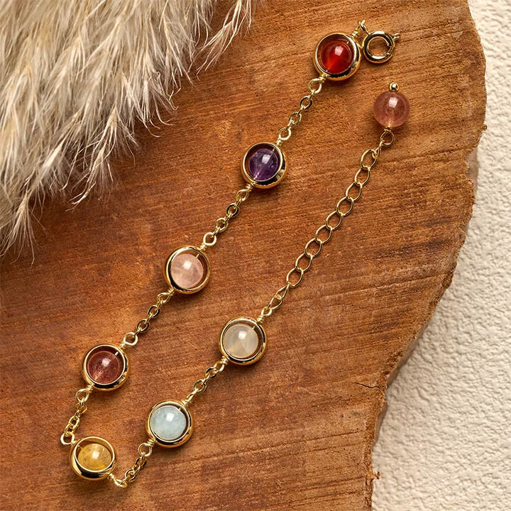 Bransoletka z Buddha Stones , kolorowy kryształ ametystu i truskawki z kwarcem - image 4