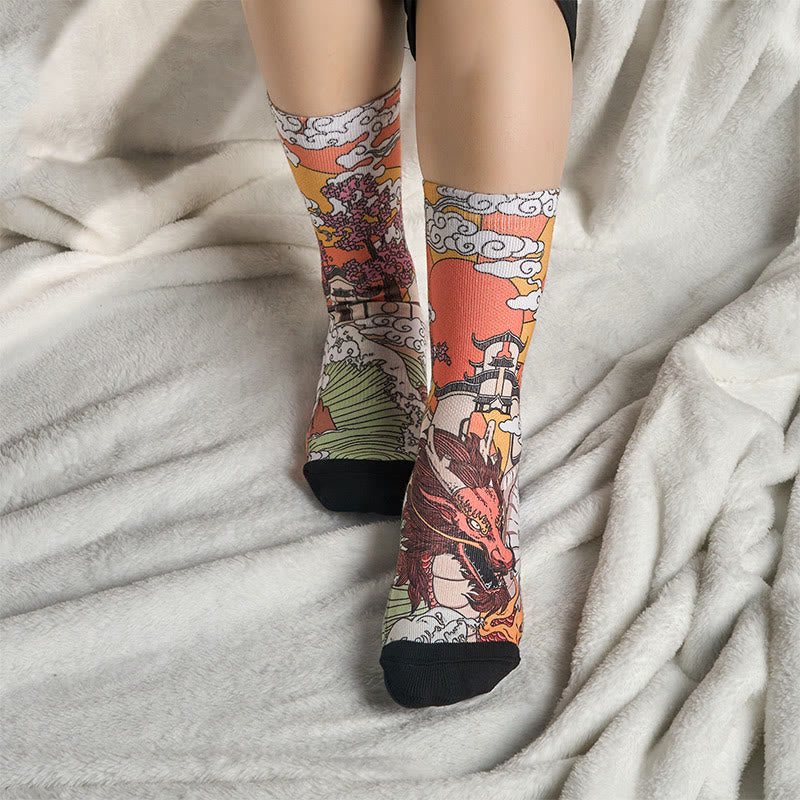 Buddha Stones Skarpetki unisex dla mężczyzn i kobiet, w chmurach, falach słonecznych i Micro Crew - image 5