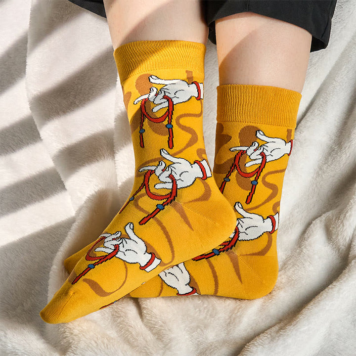 Damskie skarpetki z kolekcji "Buddha Stones" z motywem świętej ręki Buddy trzymającej czerwoną linę Micro Crew - Złoto - S(USA 4,5-8,5, EU 35-39, UK/AU 2,5-6, AISA 22,5-25 cm) - image 0