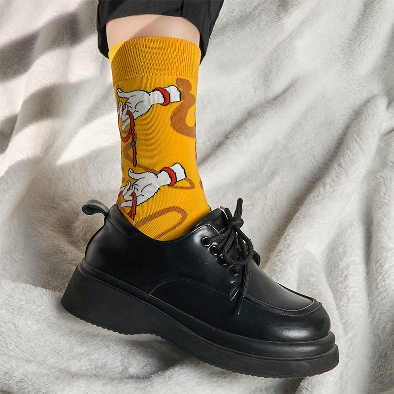 Damskie skarpetki z kolekcji "Buddha Stones" z motywem świętej ręki Buddy trzymającej czerwoną linę Micro Crew - image 2