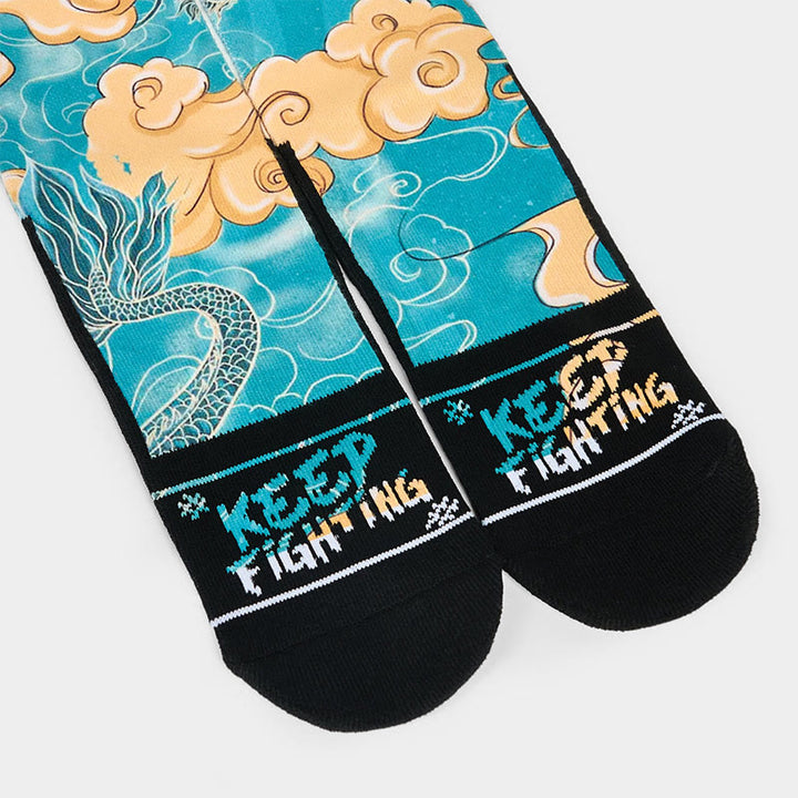 Skarpetki męskie z motywem modnych chmur i smoka w stylu casual z kolekcji Buddha Stones Micro Crew - image 3