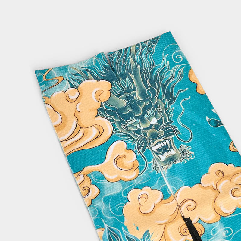 Skarpetki męskie z motywem modnych chmur i smoka w stylu casual z kolekcji Buddha Stones Micro Crew - image 2