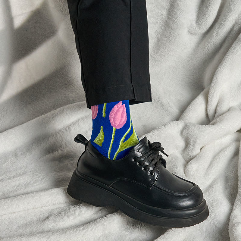 Skarpetki bawełniane z okrągłym dekoltem w kolorze średnioniebieskim z motywem Buddha Stones , męskie i damskie, unisex - image 3