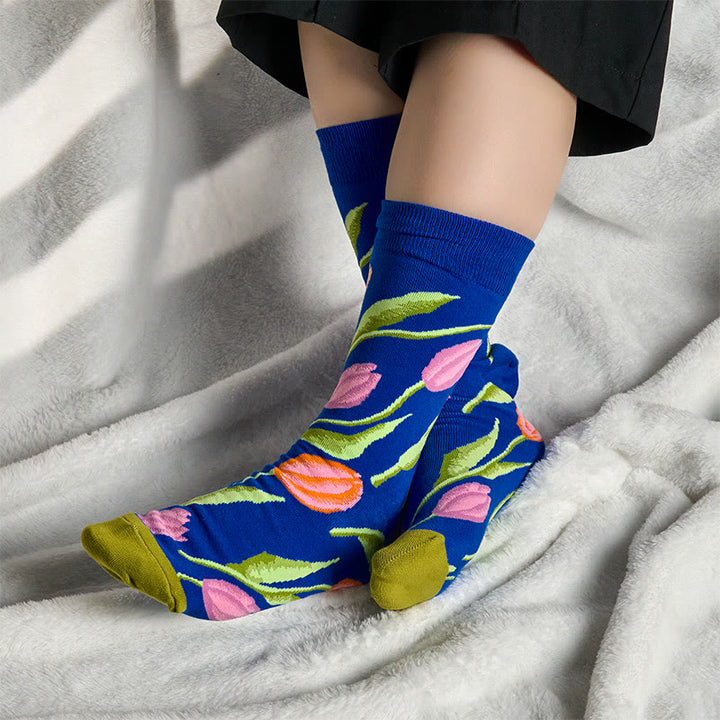 Skarpetki bawełniane z okrągłym dekoltem w kolorze średnioniebieskim z motywem Buddha Stones , męskie i damskie, unisex - image 2