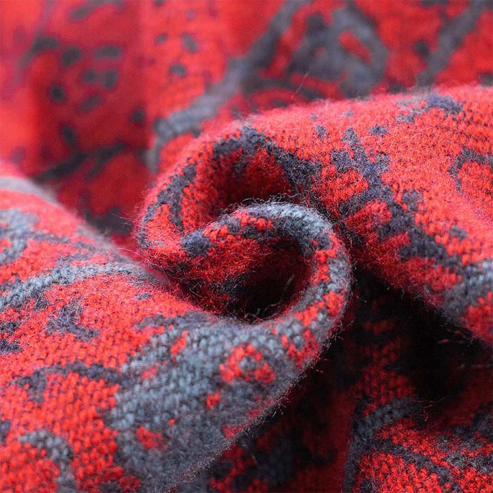 Buddha Stones Tybetański Żakardowy Wzór Geometryczny Słonia Unisex Przytulny Szal - image 8