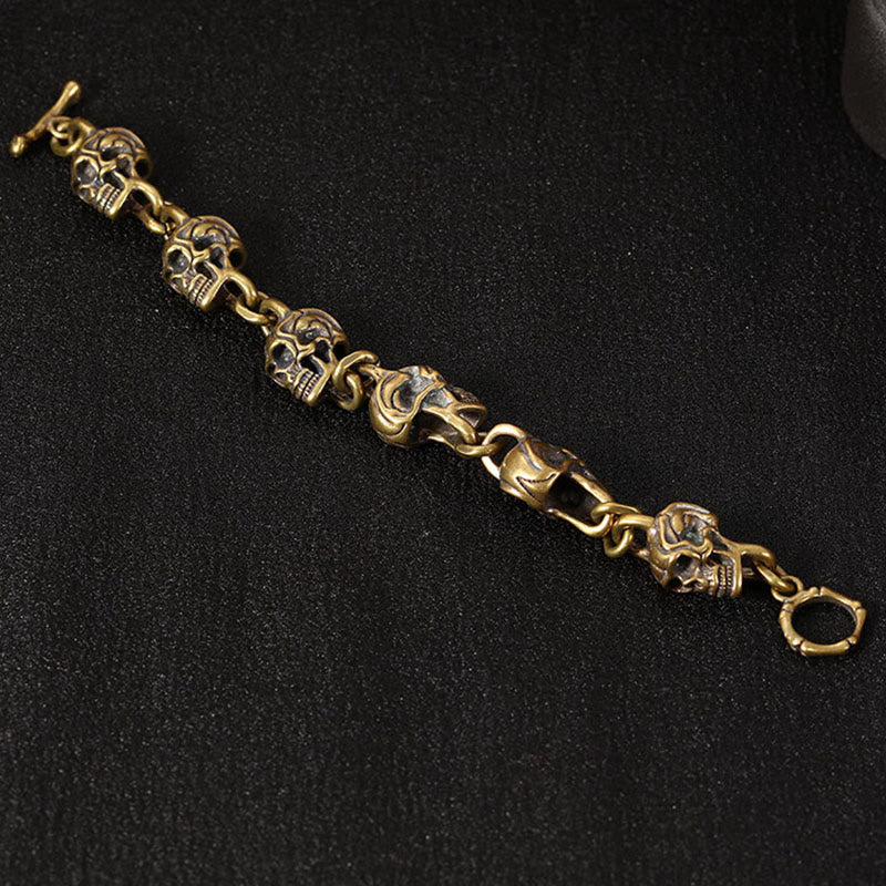 Bransoletka ochronna z Buddha Stones w stylu retro z miedzi i mosiądzu z czaszką Władcy Zwłok - image 9