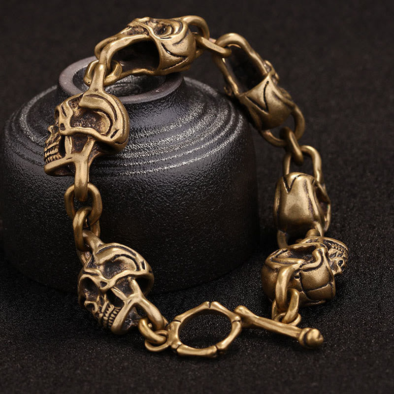 Bransoletka ochronna z Buddha Stones w stylu retro z miedzi i mosiądzu z czaszką Władcy Zwłok - image 7