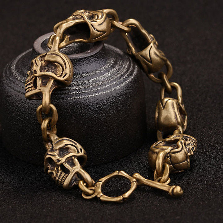 Bransoletka ochronna z Buddha Stones w stylu retro z miedzi i mosiądzu z czaszką Władcy Zwłok - image 7