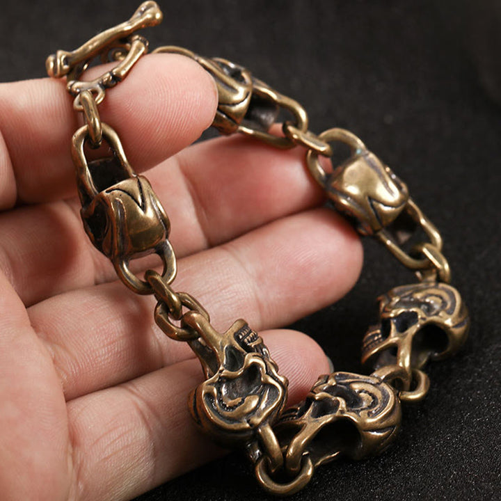 Bransoletka ochronna z Buddha Stones w stylu retro z miedzi i mosiądzu z czaszką Władcy Zwłok - image 10