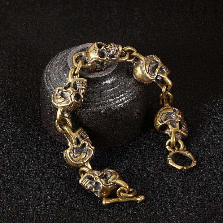 Bransoletka ochronna z Buddha Stones w stylu retro z miedzi i mosiądzu z czaszką Władcy Zwłok - image 8