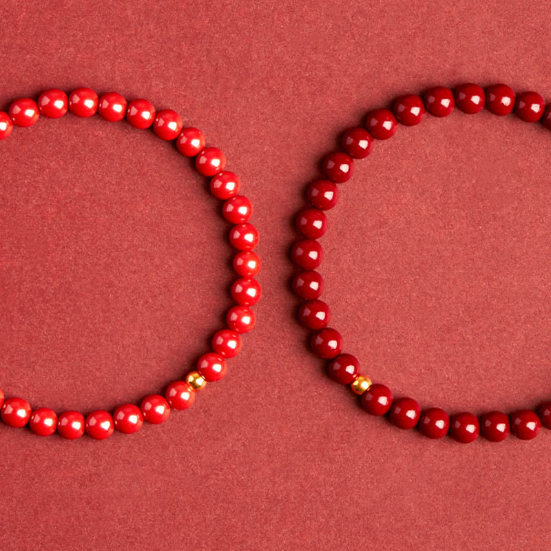 Bransoletka z Buddha Stones , naturalnym bursztynem i cynobrem - image 5