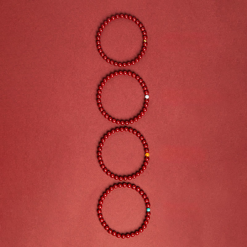 Bransoletka z Buddha Stones , naturalnym bursztynem i cynobrem - image 6