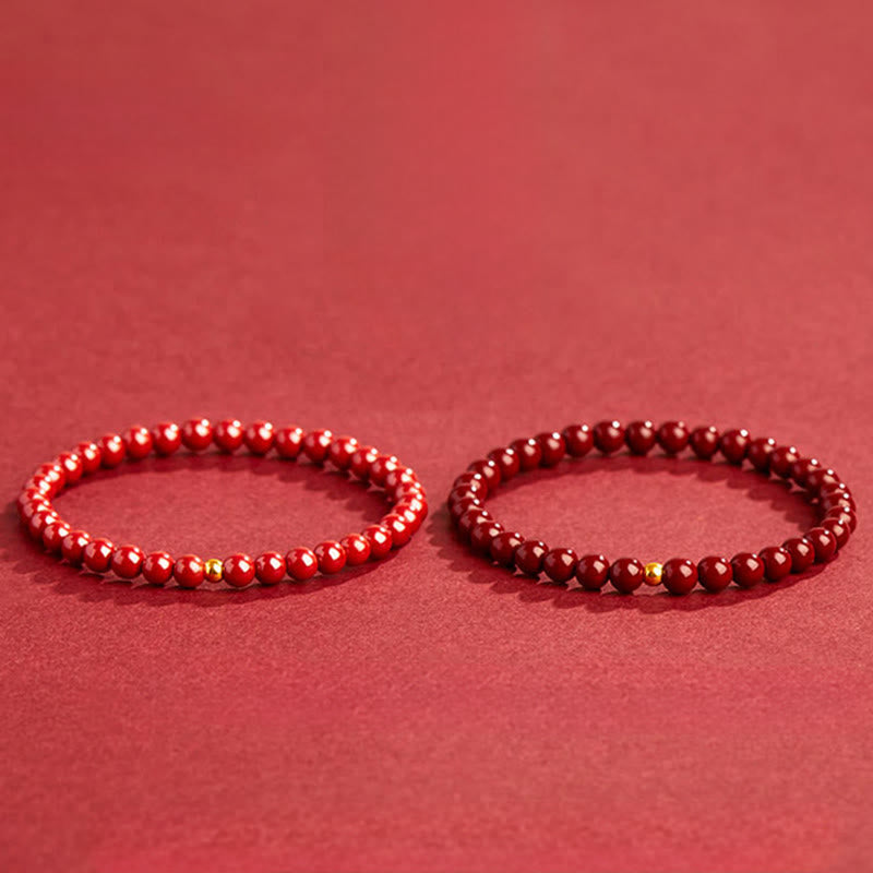 Bransoletka z Buddha Stones , naturalnym bursztynem i cynobrem - image 4