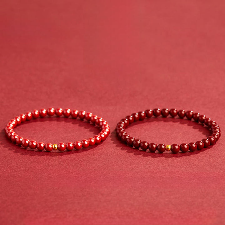 Bransoletka z Buddha Stones , naturalnym bursztynem i cynobrem - image 4