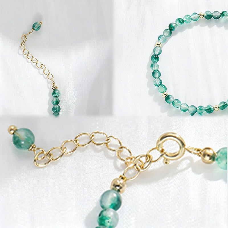 Bransoletka lecznicza z naturalnego agatu mszystego, pozłacana 14-karatowym złotem, z Buddha Stones - image 6