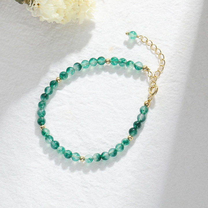 Bransoletka lecznicza z naturalnego agatu mszystego, pozłacana 14-karatowym złotem, z Buddha Stones - image 2