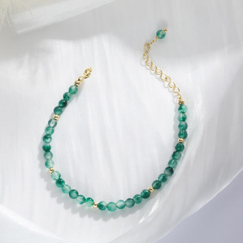 Bransoletka lecznicza z naturalnego agatu mszystego, pozłacana 14-karatowym złotem, z Buddha Stones - image 3