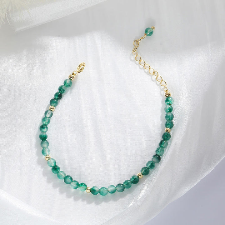 Bransoletka lecznicza z naturalnego agatu mszystego, pozłacana 14-karatowym złotem, z Buddha Stones - image 3