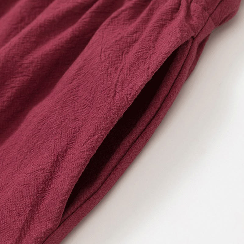 Buddha Stones, 2 szt., gładki męski komplet koszuli z długim rękawem i spodniami bawełnianymi z kieszeniami i żabką - image 11