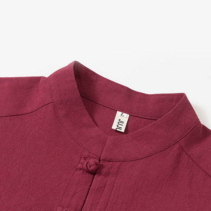 Buddha Stones, 2 szt., gładki męski komplet koszuli z długim rękawem i spodniami bawełnianymi z kieszeniami i żabką - image 4