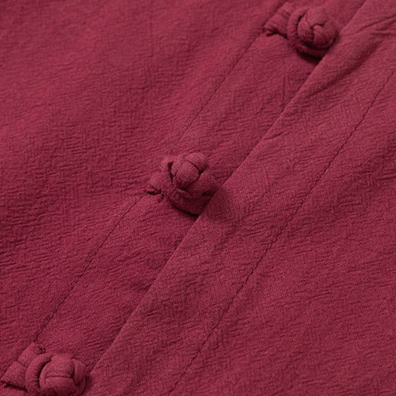 Buddha Stones, 2 szt., gładki męski komplet koszuli z długim rękawem i spodniami bawełnianymi z kieszeniami i żabką - image 5