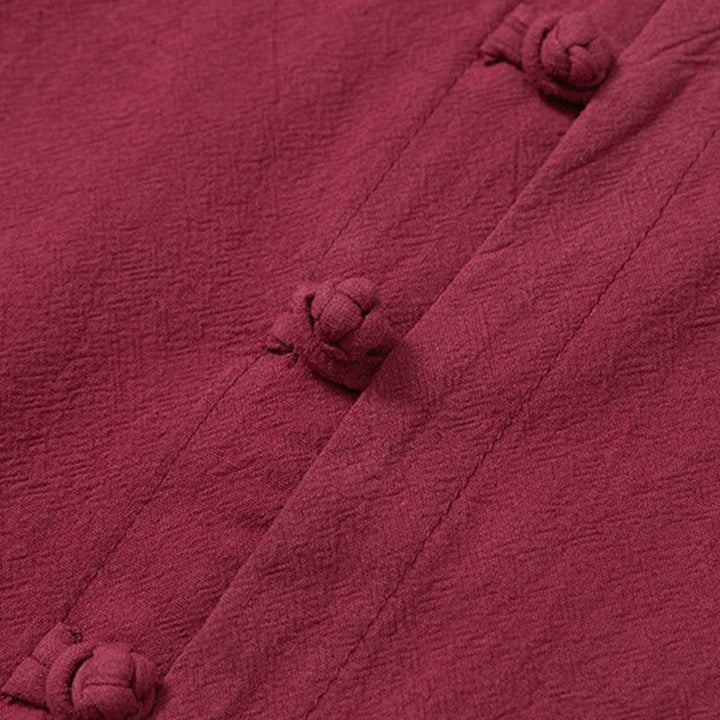 Buddha Stones, 2 szt., gładki męski komplet koszuli z długim rękawem i spodniami bawełnianymi z kieszeniami i żabką - image 5