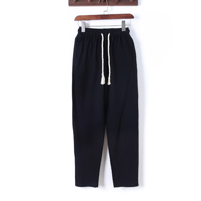 Buddha Stones, 2 szt., jednolity kolor, męski, bawełniany komplet koszuli z długim rękawem i spodniami, zapinany na guziki żaby, z kieszeniami - image 5