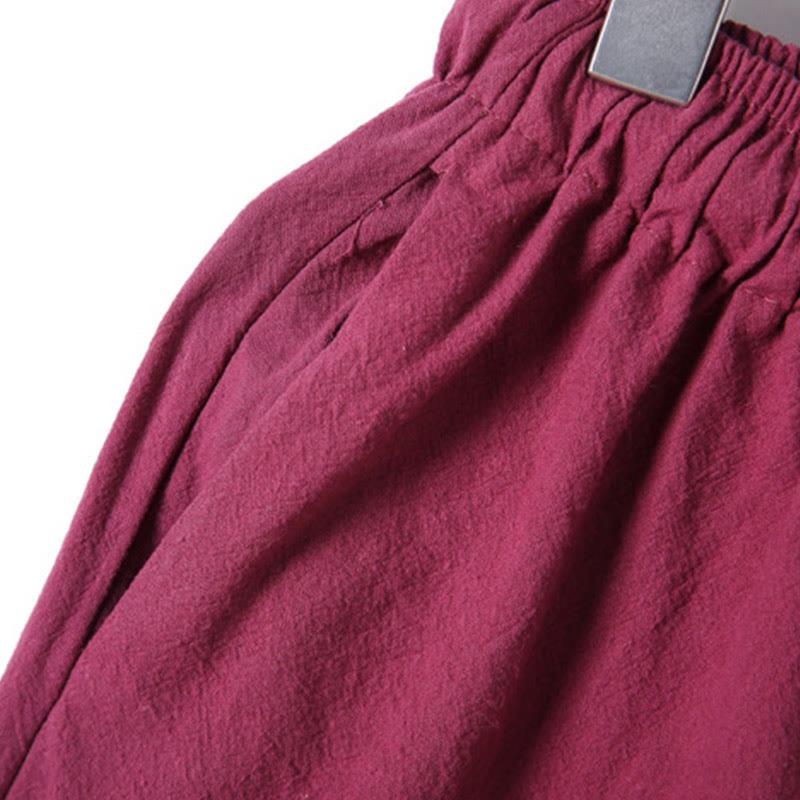 Buddha Stones, 2 szt., jednolity kolor, męski, bawełniany komplet koszuli z długim rękawem i spodniami, zapinany na guziki żaby, z kieszeniami - image 41