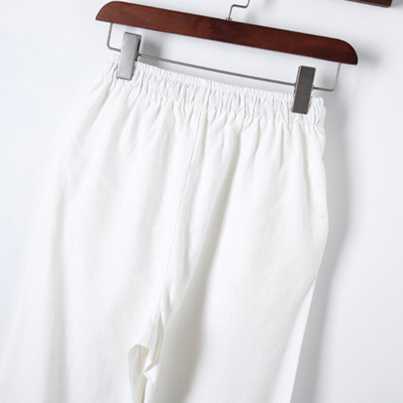 Buddha Stones, 2 szt., jednolity kolor, męski, bawełniany komplet koszuli z długim rękawem i spodniami, zapinany na guziki żaby, z kieszeniami - image 18