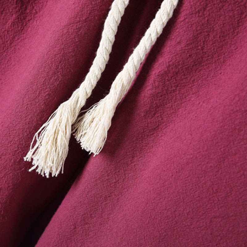 Buddha Stones, 2 szt., jednolity kolor, męski, bawełniany komplet koszuli z długim rękawem i spodniami, zapinany na guziki żaby, z kieszeniami - image 40