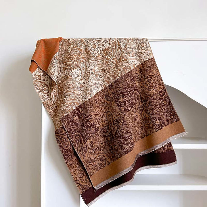 Zimowy, termiczny szalik z Buddha Stones w dopasowanym kolorze z motywem paisley i winorośli - Peru - 185*65 cm - image 4